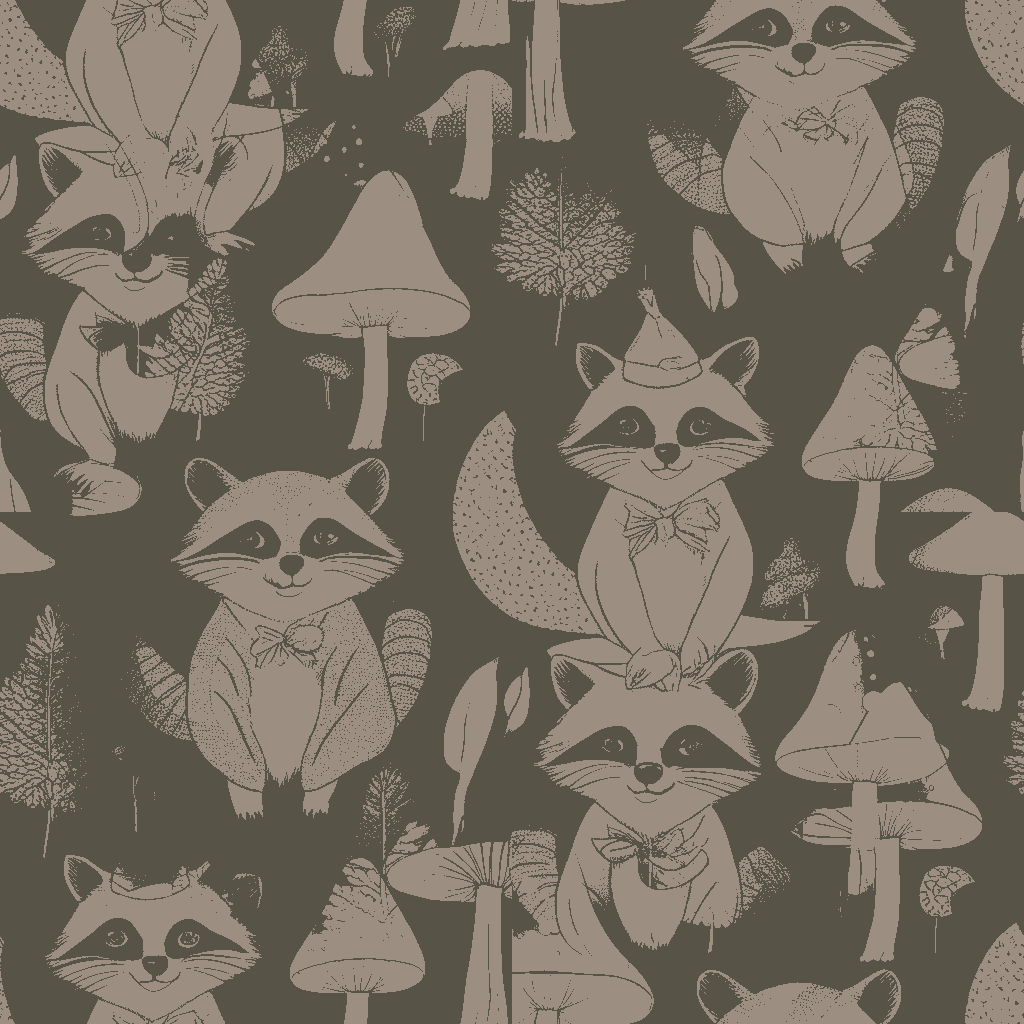 Raccoons Drift in Bottle Green