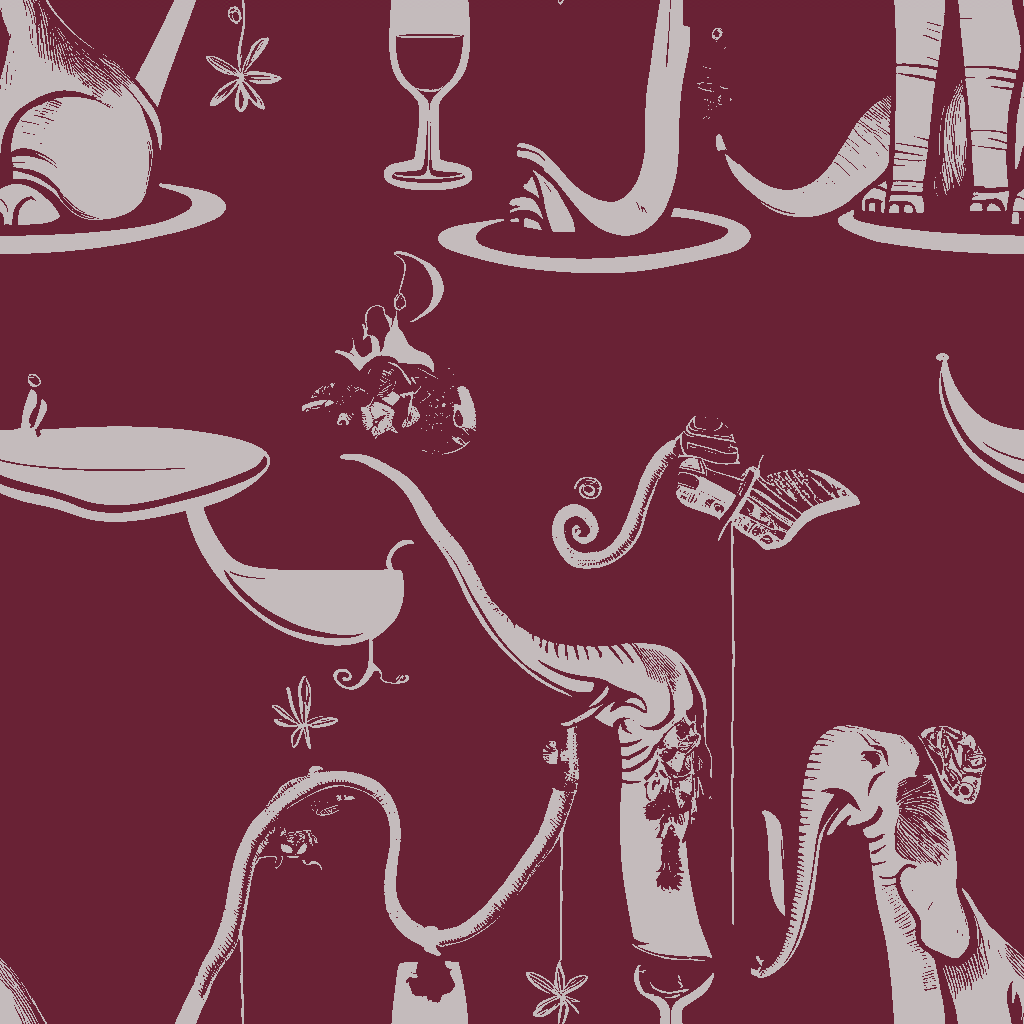 Elephants Tipple in Garnet
