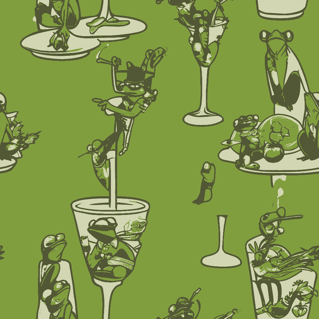 Frogs Carouse in Olive
