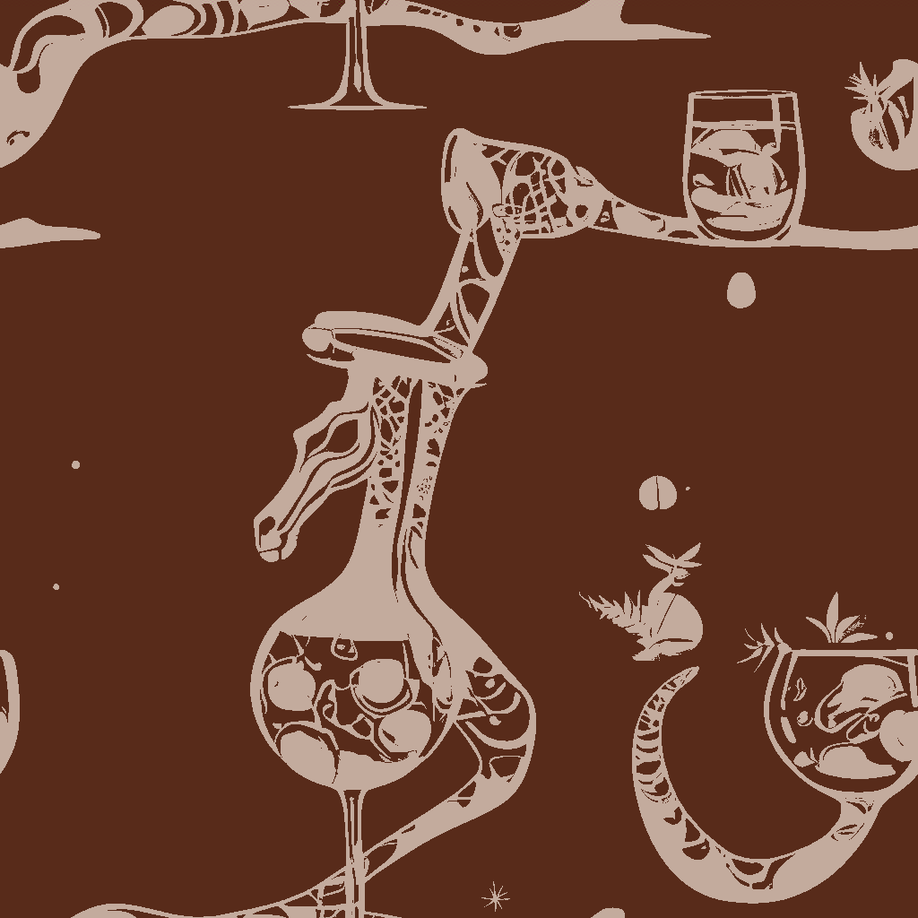 Giraffes Tipple in Terracotta