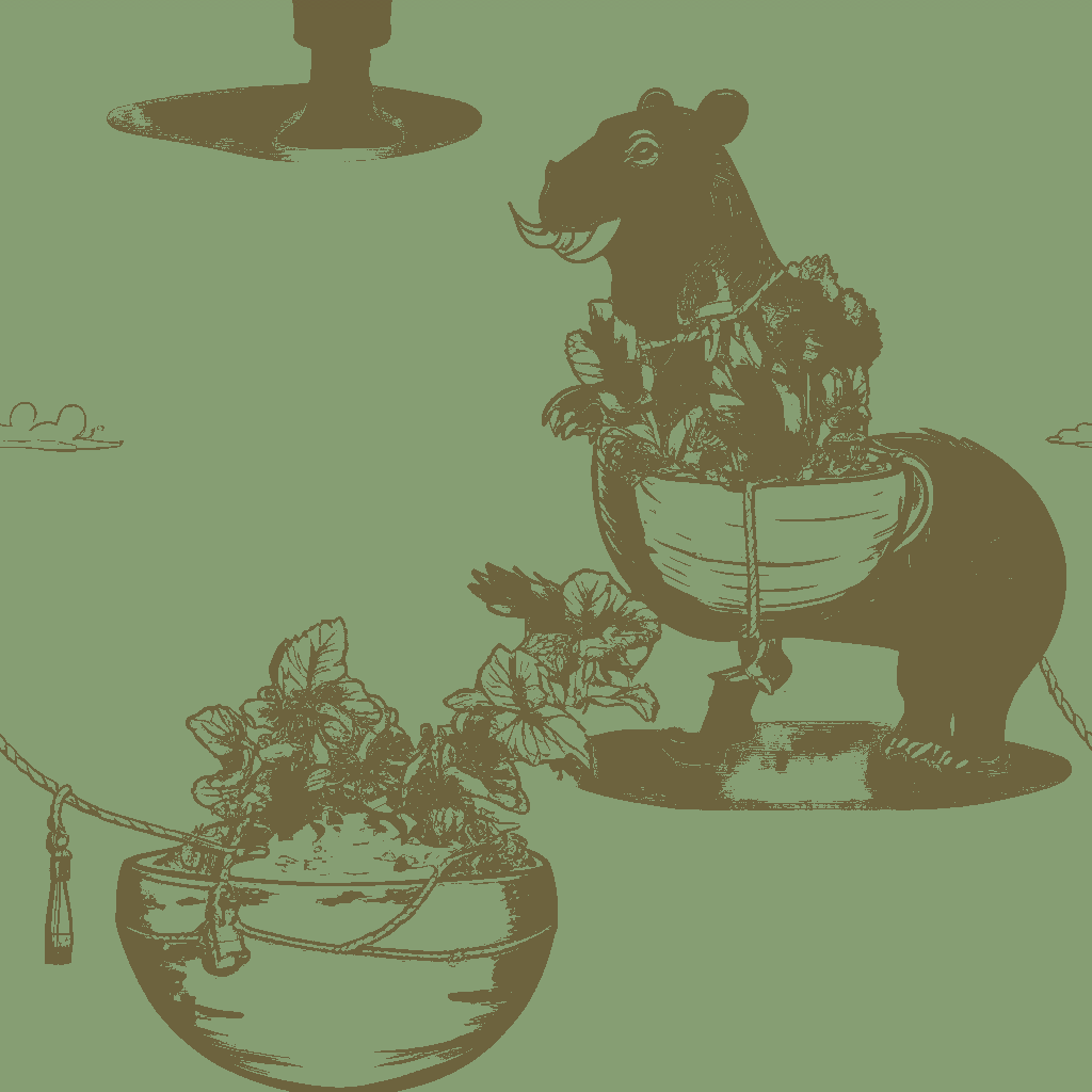 Capybaras Spree in Sage