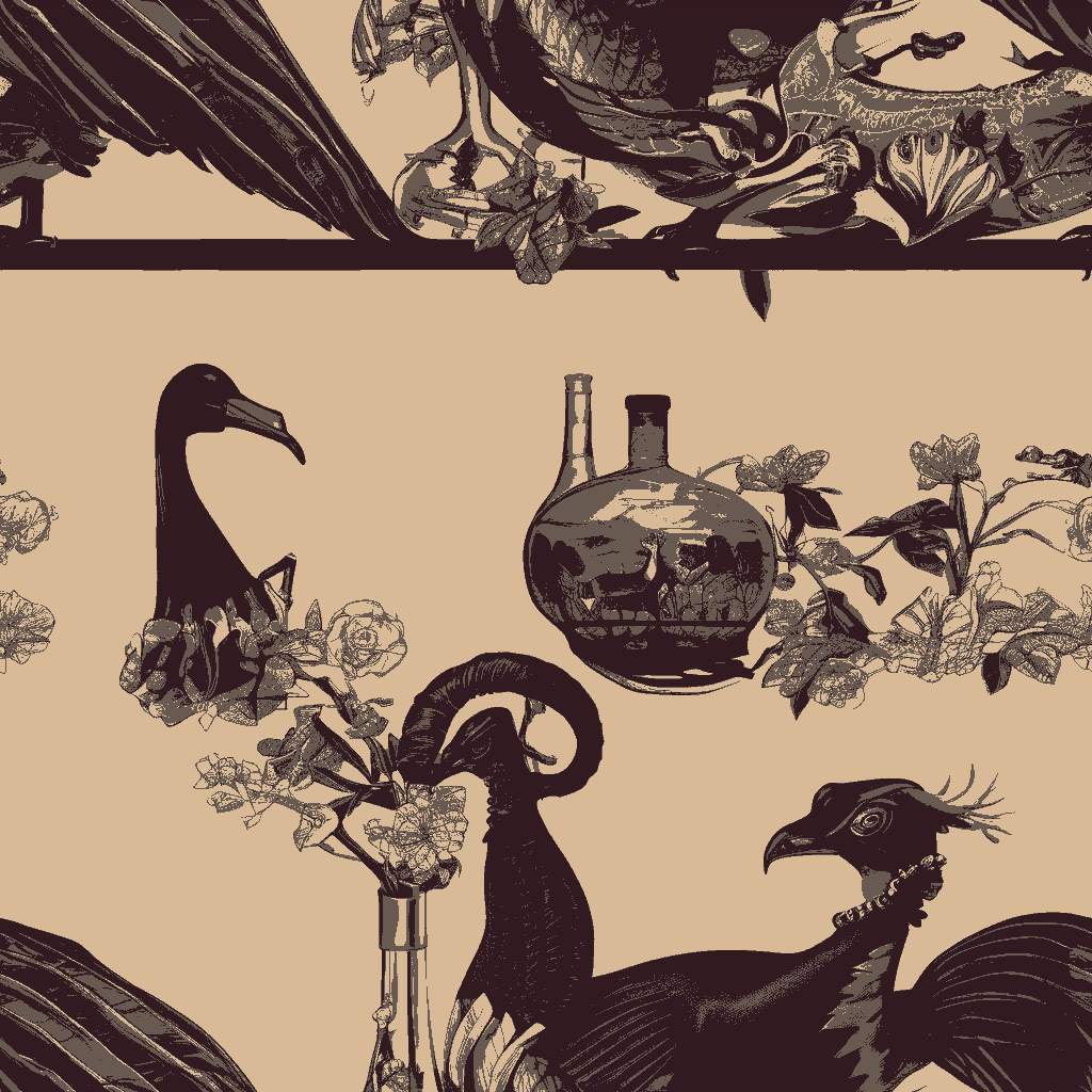 Peacocks Bacchanal in Apricot