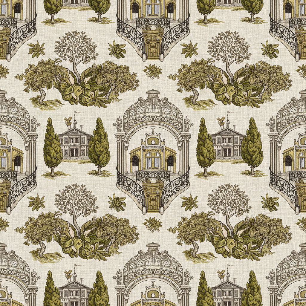 Bradbury Building Toile — Brass & Green