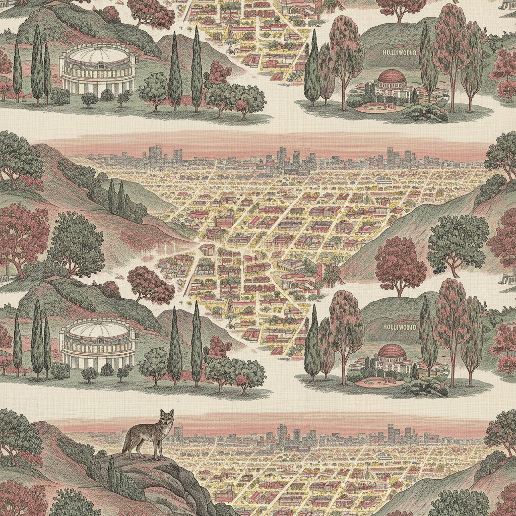 Mulholland Coyote Toile — Noir & Rose