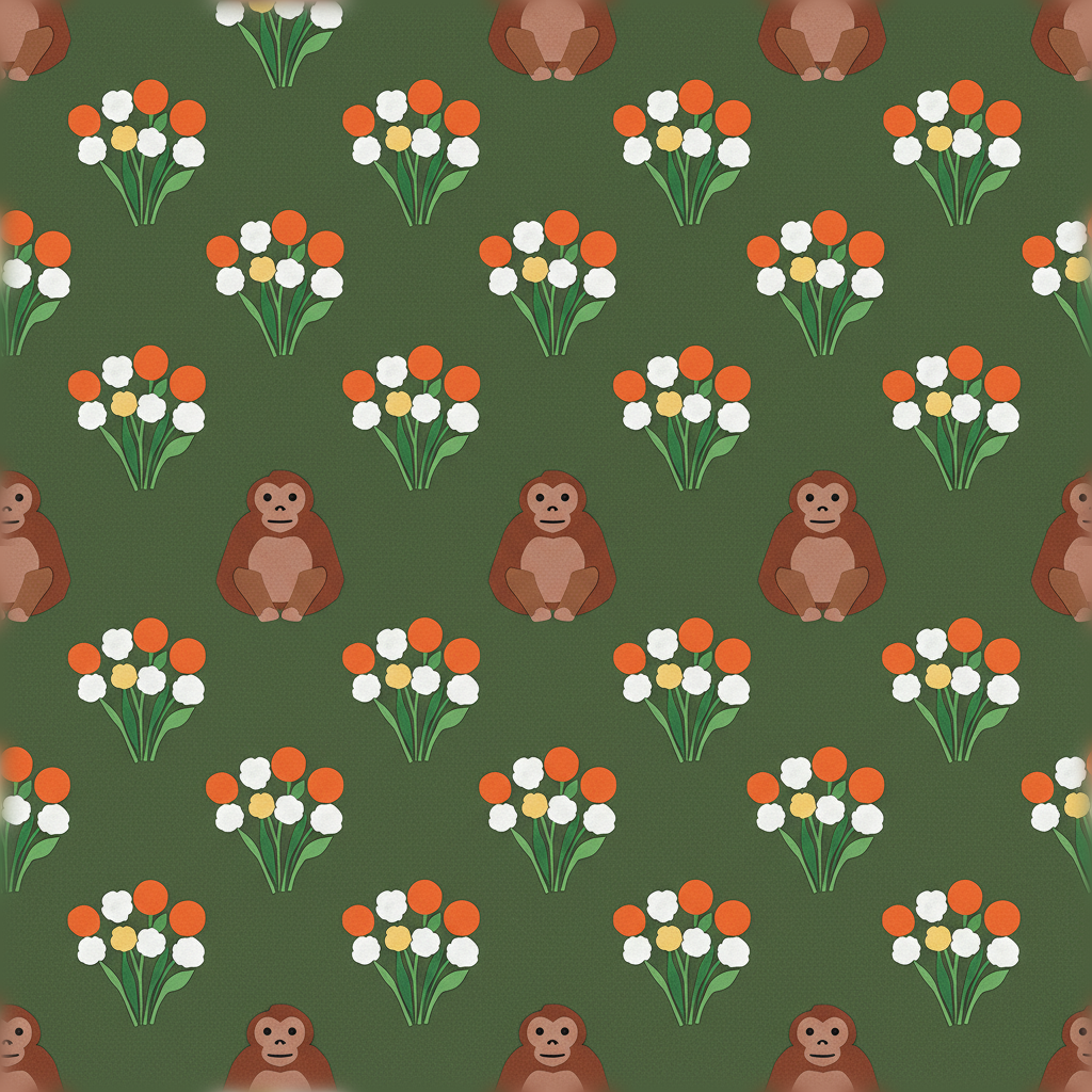Orangutans Spree in Bottle Green