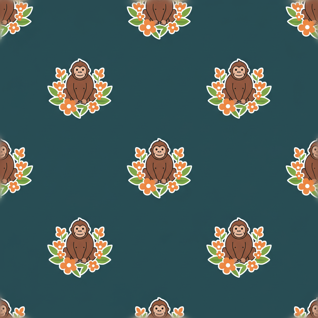 Orangutans Bacchanal in Verdigris