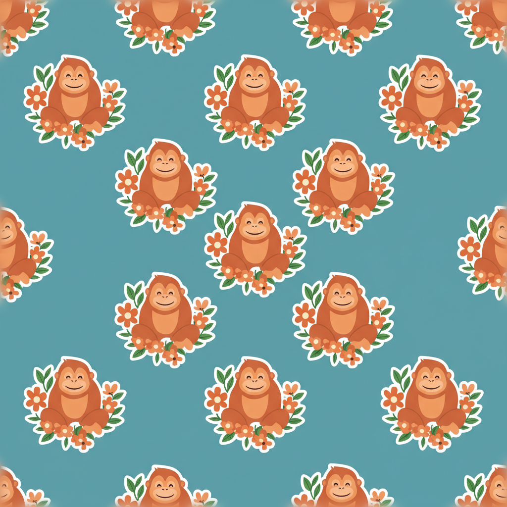 Orangutans Saunter in Teal
