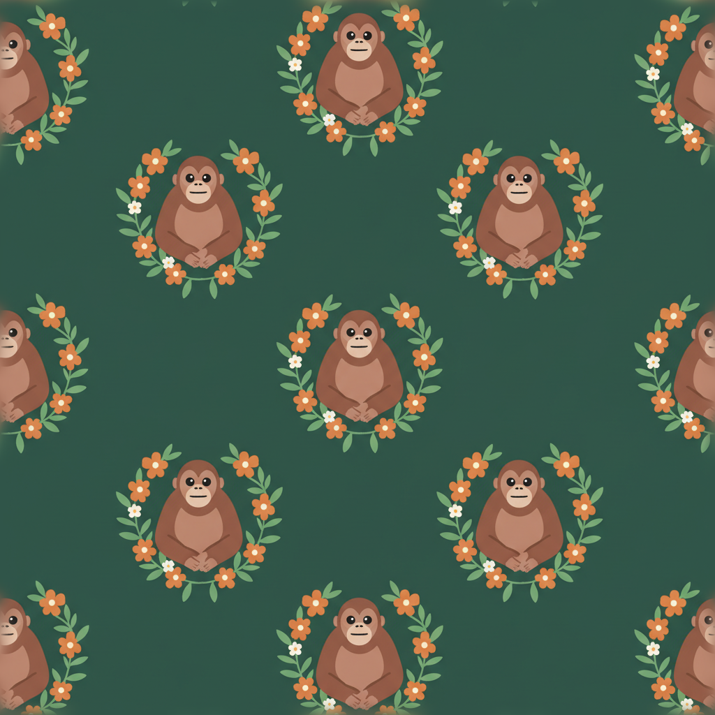 Orangutans Spree in Bottle Green