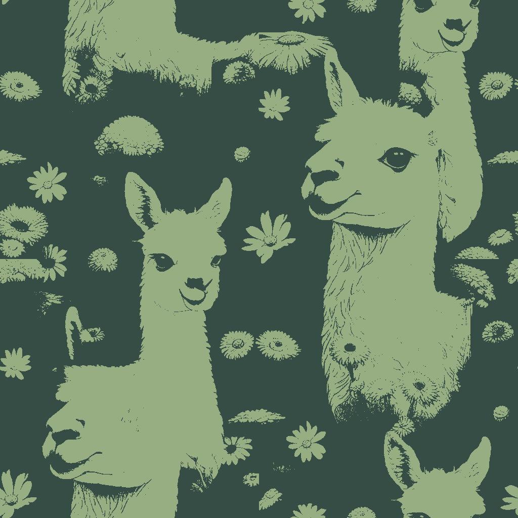 Llamas Repose in Bottle Green