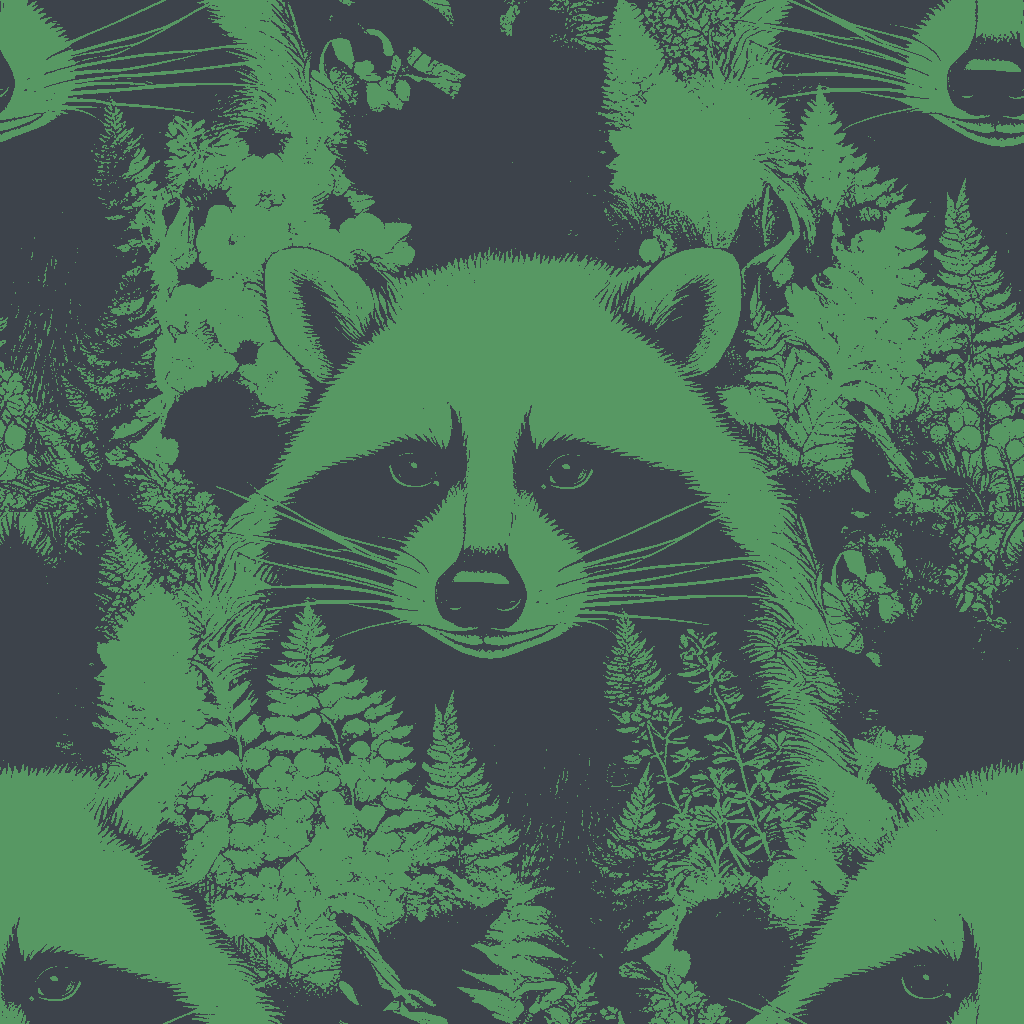 Raccoons Drift in Rosewood