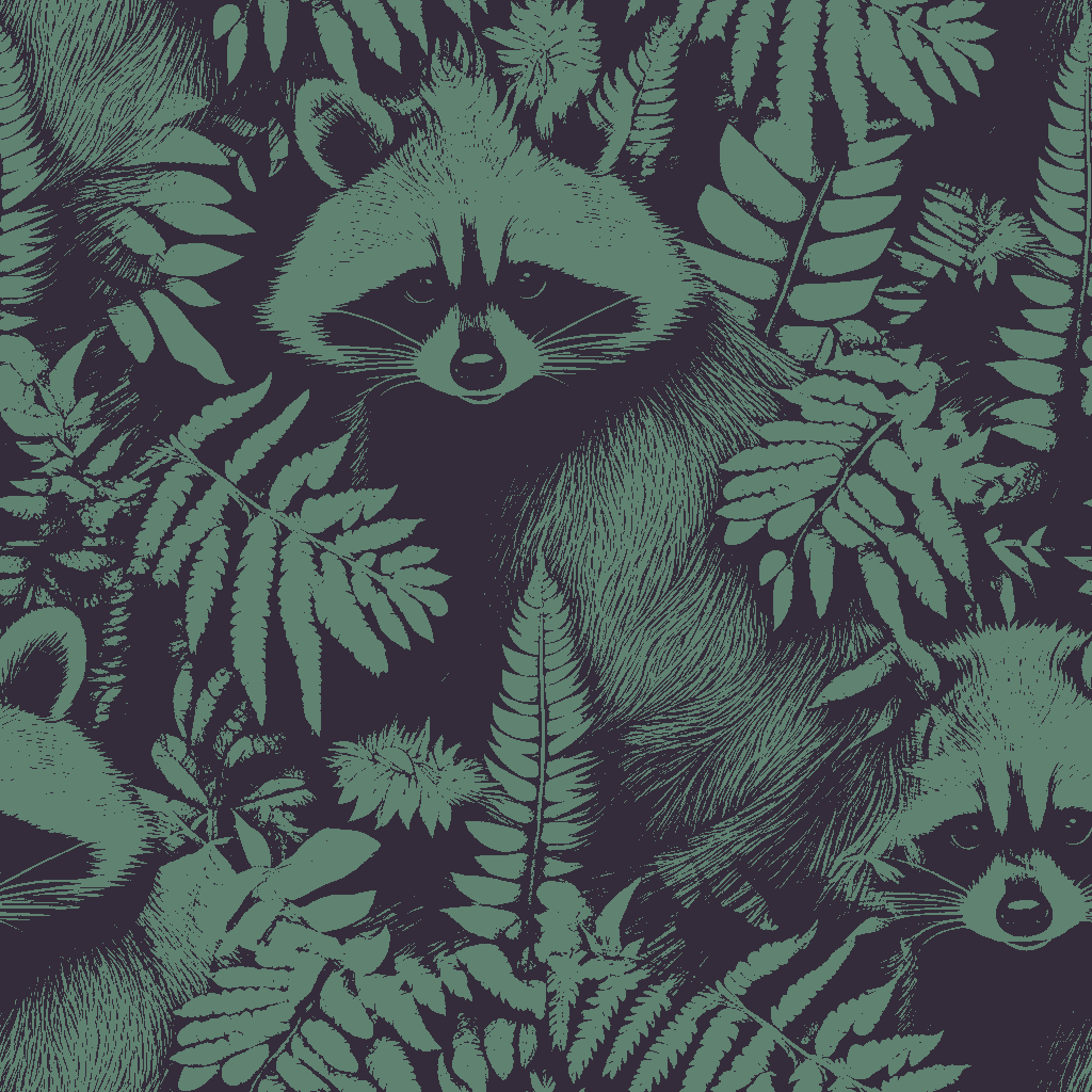 Raccoons Daydream in Verdigris