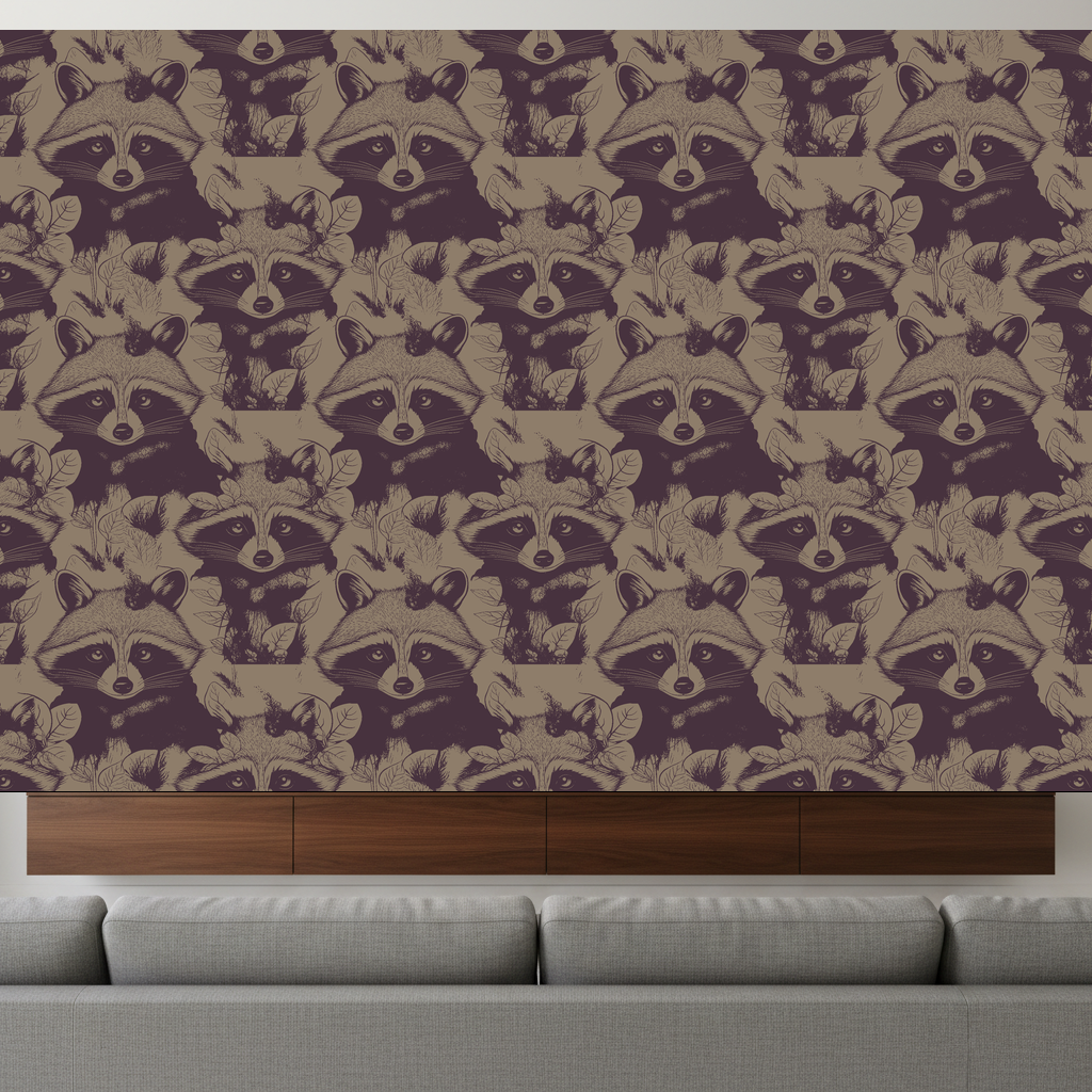 Raccoons Halcyon in Plum — residential