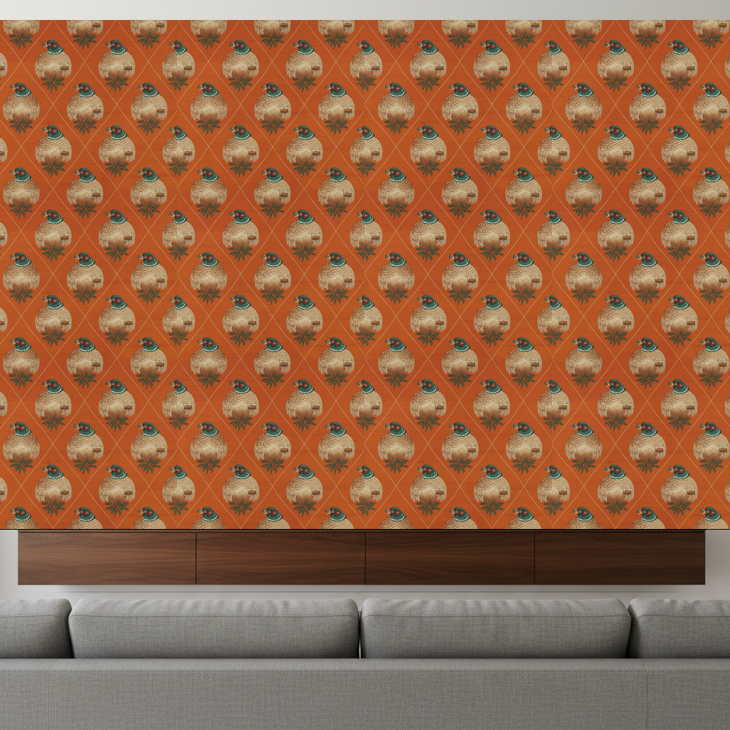 Pheasants Saunter in Apricot — residential